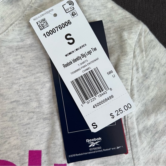 Reebok Women’s Gray T-Shirt with Pink Logo - Picture 3 of 4